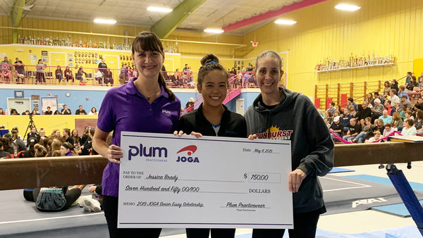 Plum Practicewear, in Partnership with JOGA,  Awards Gymnast Jessica Brady a $750 Gymnastics Scholarship