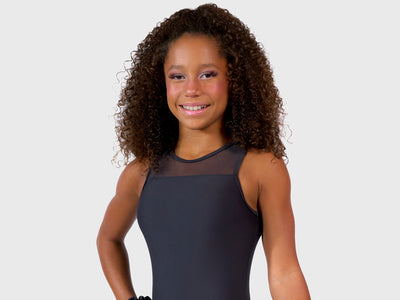 Plum Basic Mesh Leotard-Black