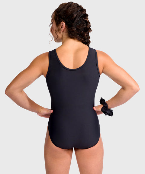 Plum Basic Black Traditional Tank Gymnastics Leotard