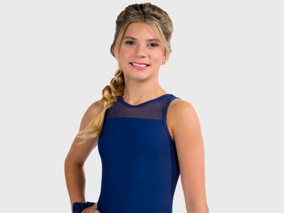 Plum Basic Mesh Leotard-Navy