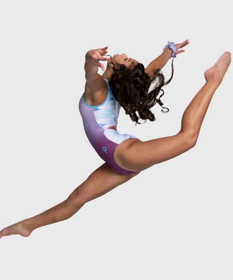 Plum Cosmic Wave Keyhole Gymnastics Leotard