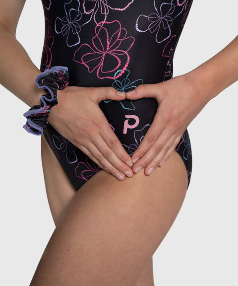 Plum Midnight Garden Criss Cross Gymnastics Leotard
