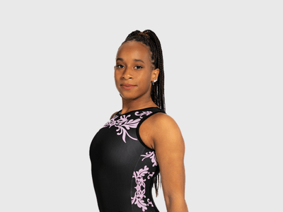 Plum Wild Flower Traditional Tank Gymnastic Leotard