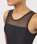 Plum Basic Black Mesh Tank Leotard