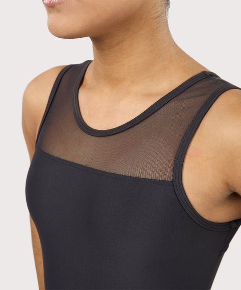 Plum Basic Black Mesh Tank Leotard
