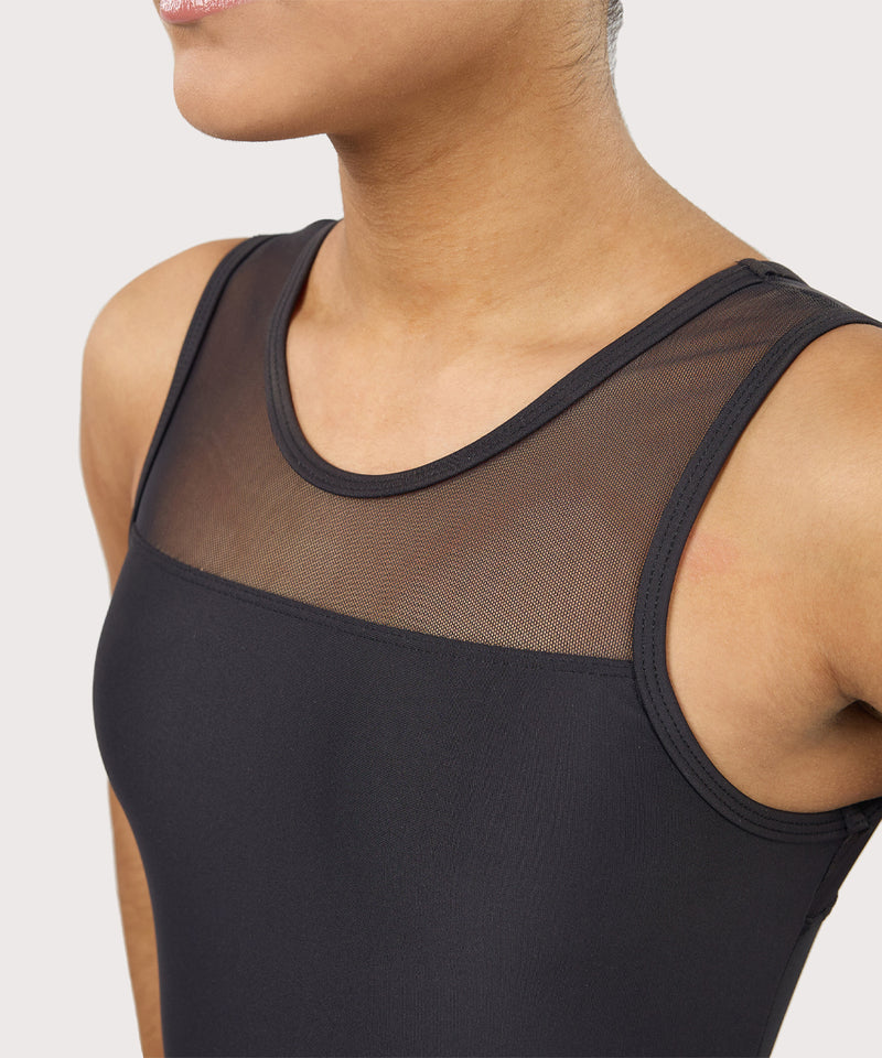 Plum Basic Mesh Leotard-Black