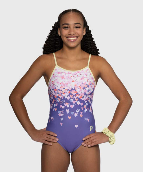 Plum Sweetheart Bloom Criss Cross Gymnastics Leotard