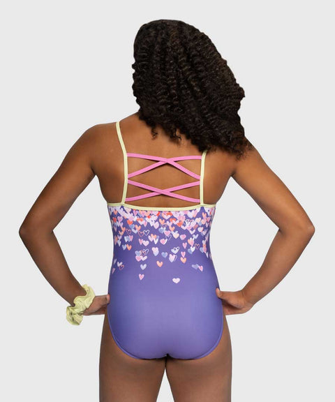 Plum Sweetheart Bloom Criss Cross Gymnastics Leotard