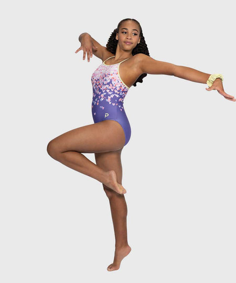 Plum Sweetheart Bloom Criss Cross Gymnastics Leotard