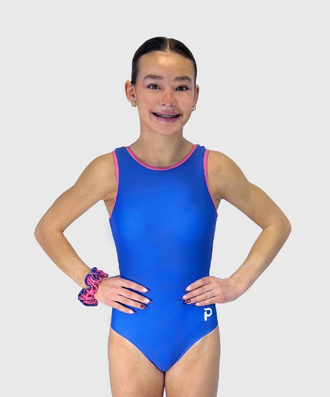 Girl in Plum's Hearts In Motion Leotard collection 
