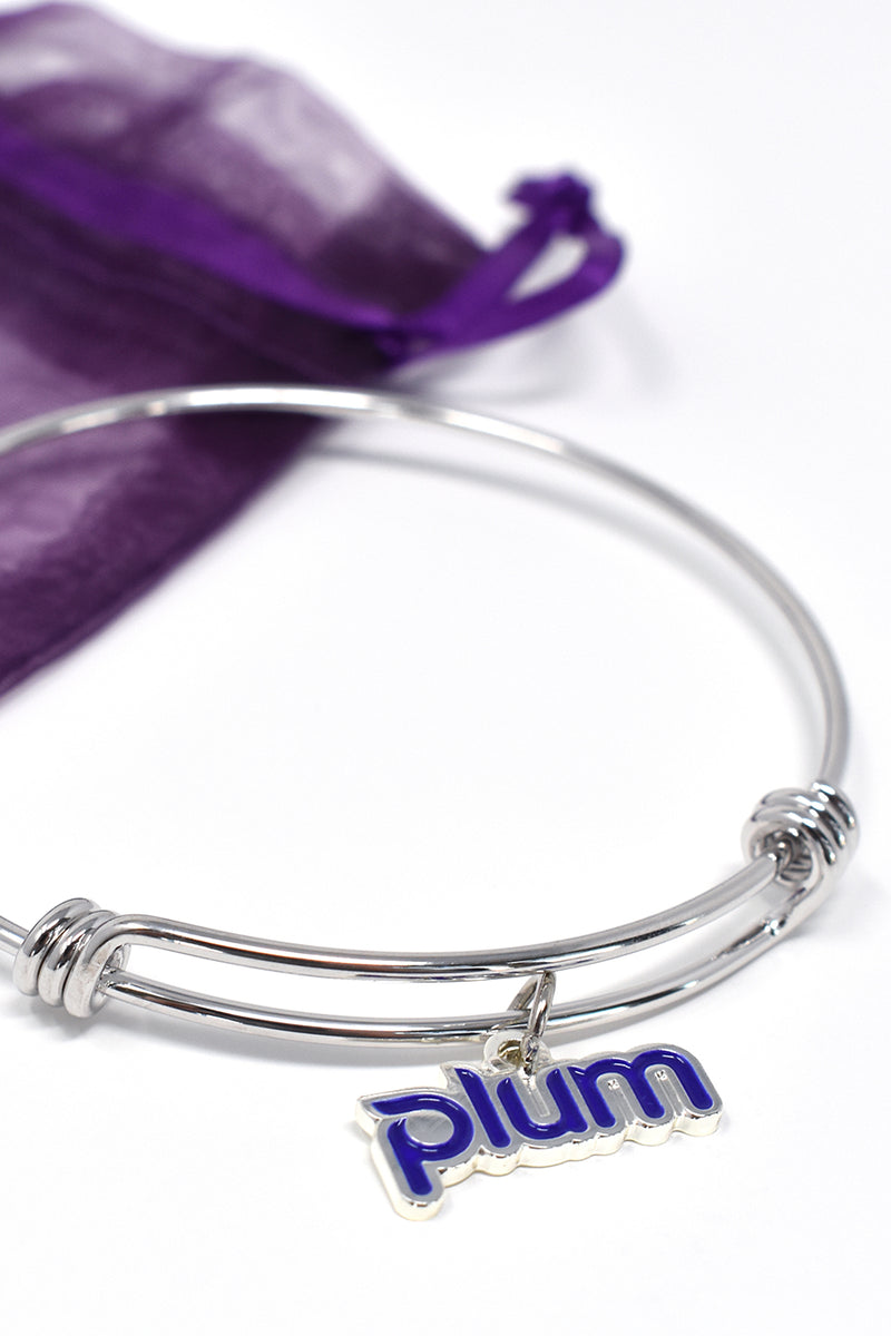 Plum Charm Bracelet with Purple Organza Bag