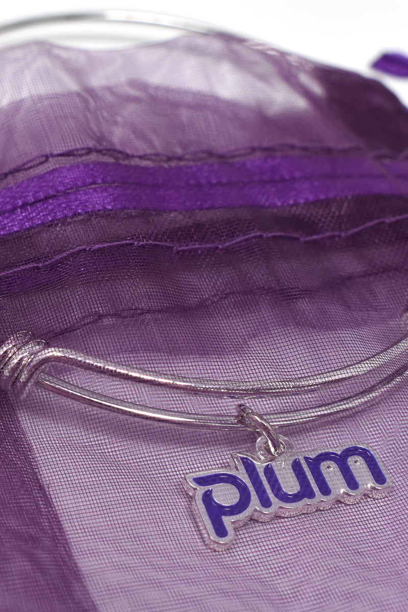 Plum Charm Bracelet with Purple Organza Bag